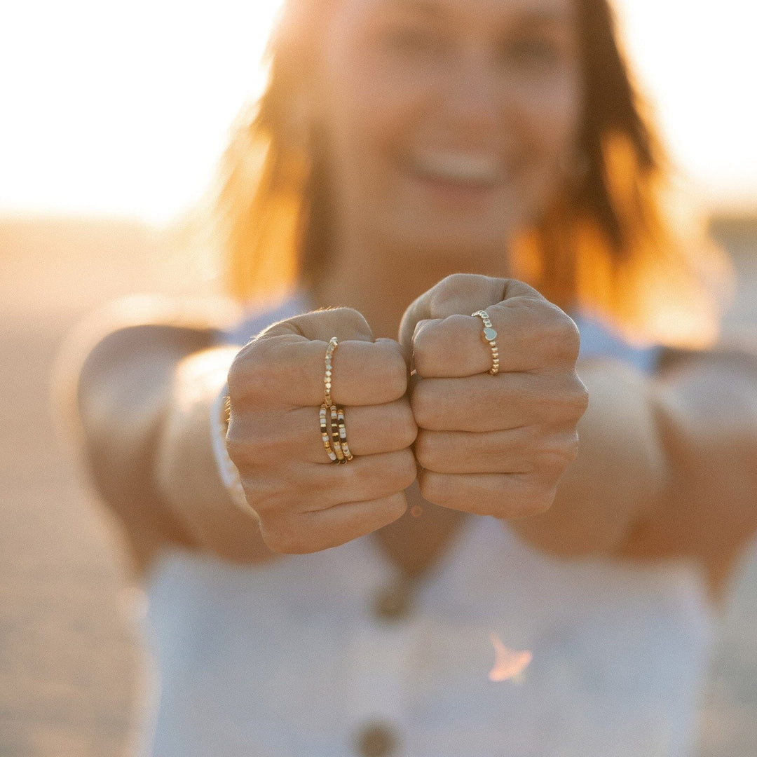 Faceted Gold Bead Stretch Ring