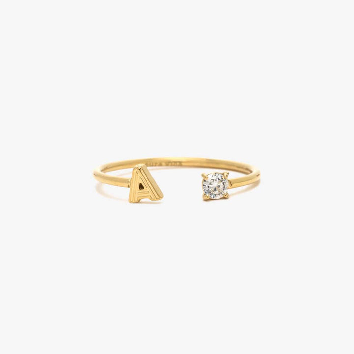 Initial Stone Open Ring