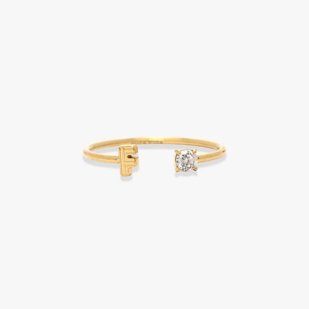Initial Stone Open Ring