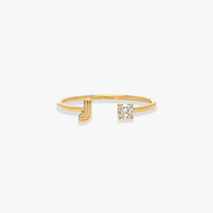 Initial Stone Open Ring