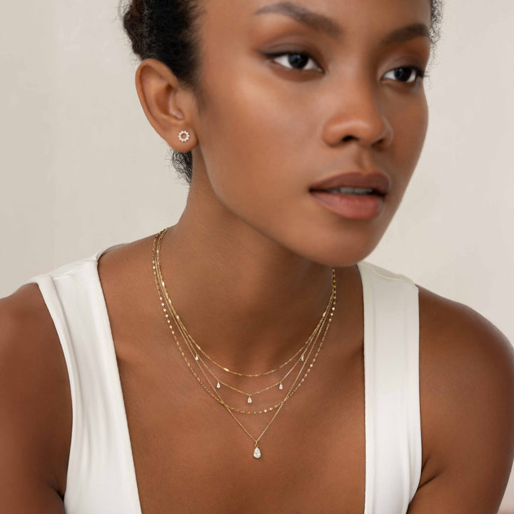 Pear Cut Lab Grown Diamond Pendant Necklace 14k Gold - Oline