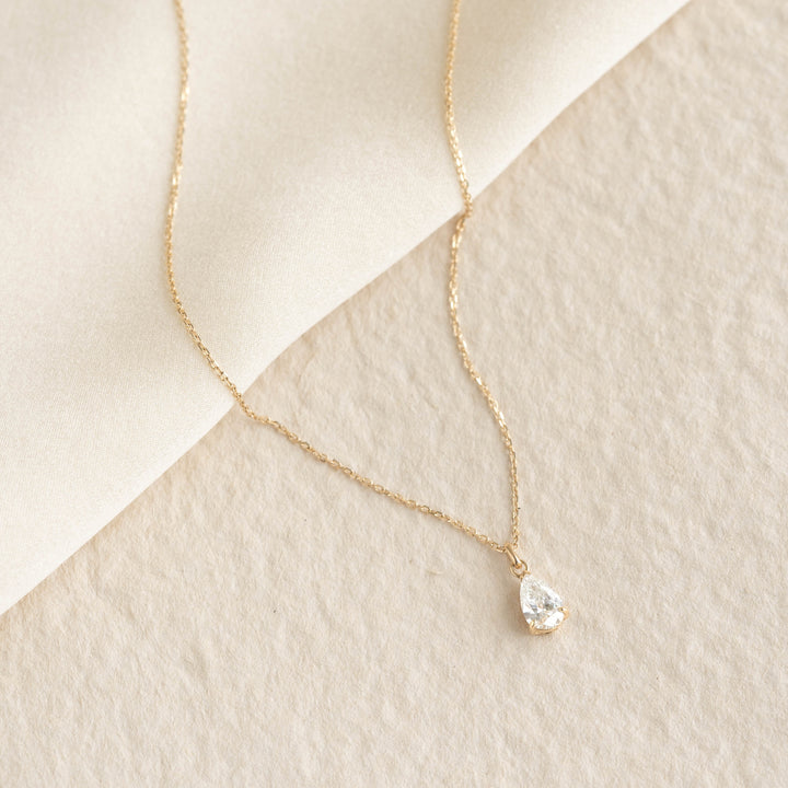 Pear Cut Lab Grown Diamond Pendant Necklace 14k Gold - Oline