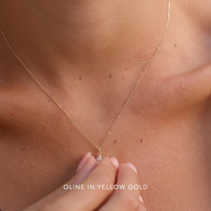 Pear Cut Lab Grown Diamond Pendant Necklace 14k Gold - Oline